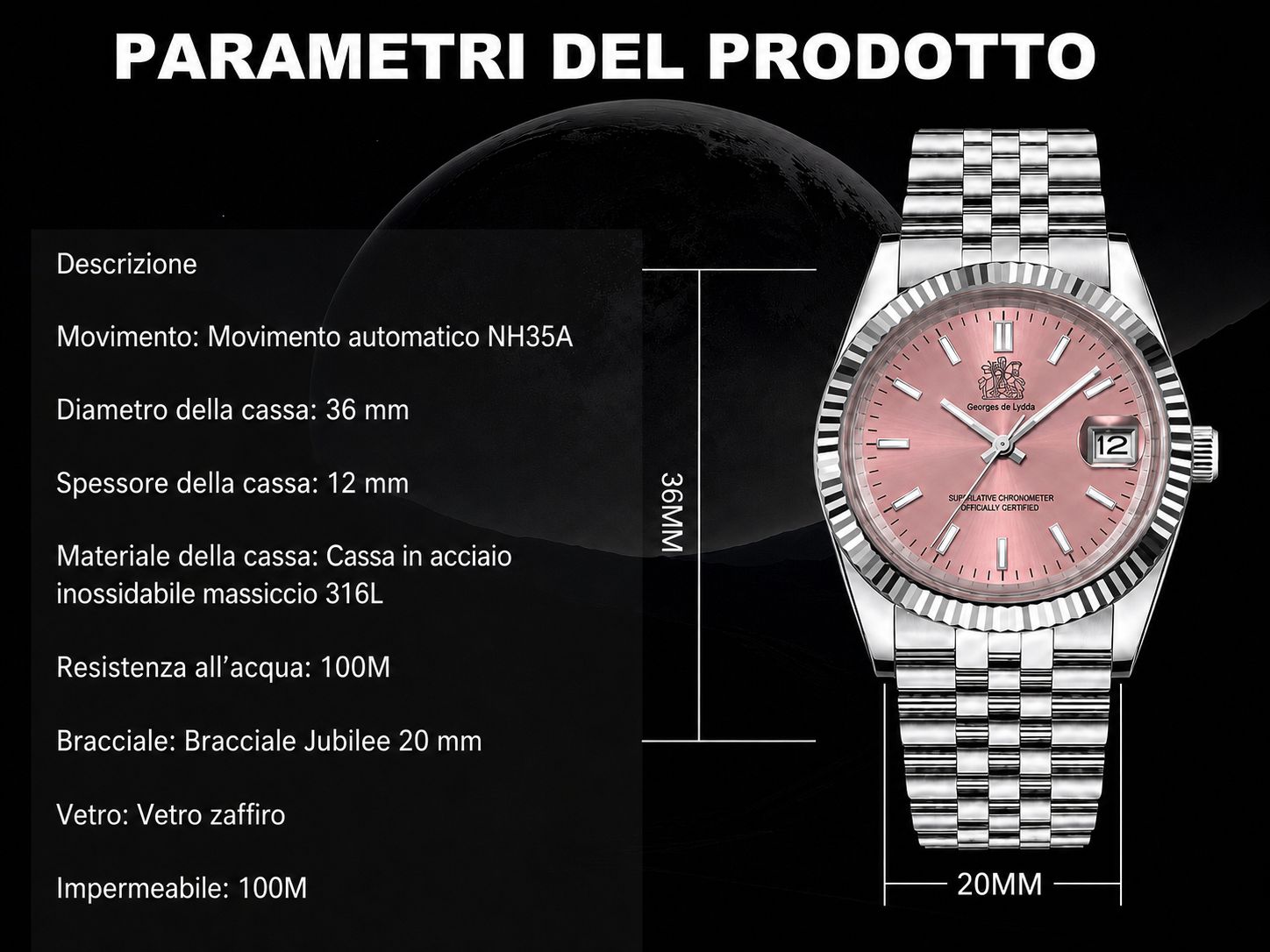 Orologio automatico, collezione Premium Georges de Lydda